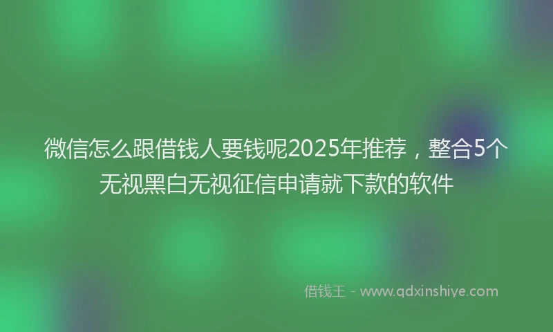 微信怎么跟借钱人要钱呢2025年推荐，整合5个无视黑白无视征信申请就下款的软件