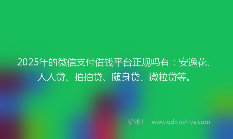 2025年的微信支付借钱平台正规吗有：安逸花、人人贷、拍拍贷、随身贷、微粒贷等。