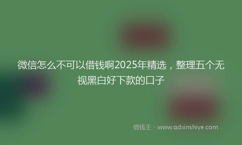 微信怎么不可以借钱啊2025年精选，整理五个无视黑白好下款的口子