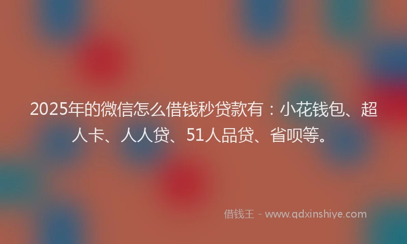 2025年的微信怎么借钱秒贷款有：小花钱包、超人卡、人人贷、51人品贷、省呗等。