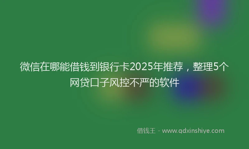 微信在哪能借钱到银行卡2025年推荐，整理5个网贷口子风控不严的软件