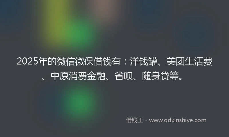 2025年的微信微保借钱有：洋钱罐、美团生活费、中原消费金融、省呗、随身贷等。