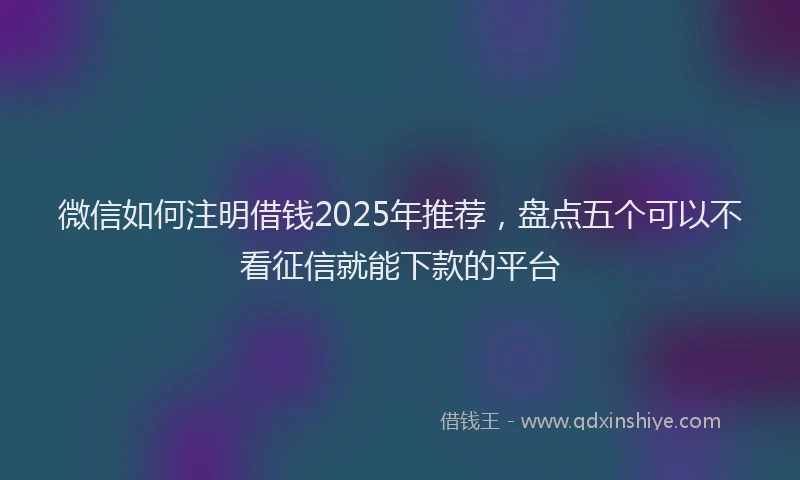 微信如何注明借钱2025年推荐，盘点五个可以不看征信就能下款的平台