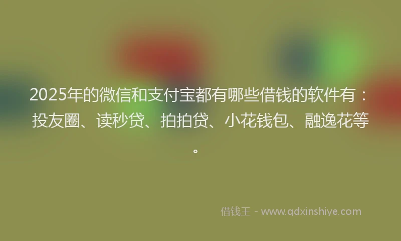 2025年的微信和支付宝都有哪些借钱的软件有：投友圈、读秒贷、拍拍贷、小花钱包、融逸花等。