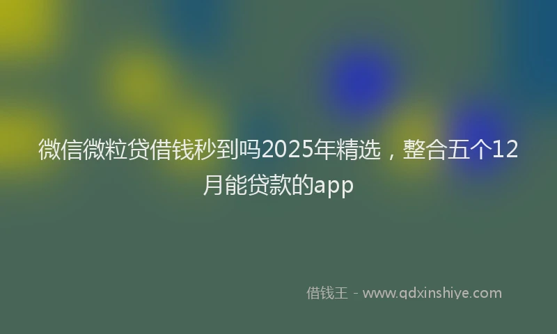 微信微粒贷借钱秒到吗2025年精选，整合五个12月能贷款的app