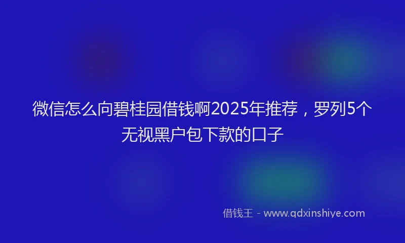 微信怎么向碧桂园借钱啊2025年推荐，罗列5个无视黑户包下款的口子