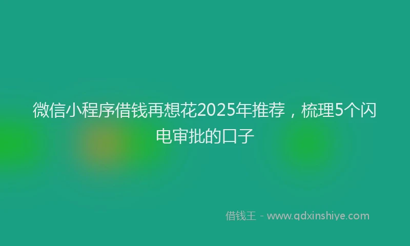 微信小程序借钱再想花2025年推荐，梳理5个闪电审批的口子