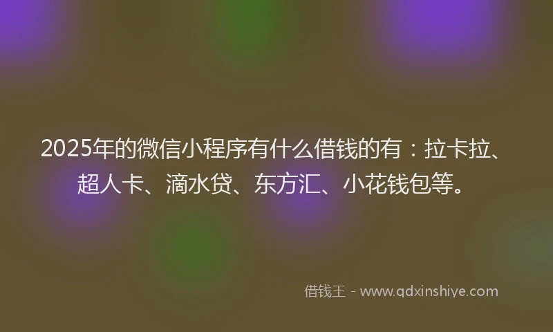2025年的微信小程序有什么借钱的有：拉卡拉、超人卡、滴水贷、东方汇、小花钱包等。