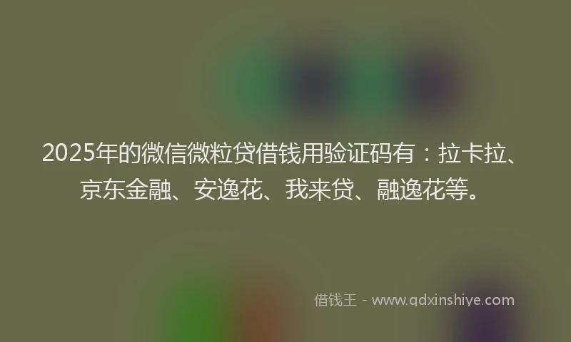 2025年的微信微粒贷借钱用验证码有：拉卡拉、京东金融、安逸花、我来贷、融逸花等。