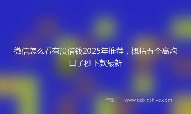 微信怎么看有没借钱2025年推荐，概括五个高炮口子秒下款最新