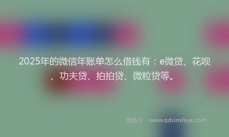 2025年的微信年账单怎么借钱有：e微贷、花呗、功夫贷、拍拍贷、微粒贷等。