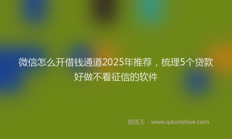 微信怎么开借钱通道2025年推荐，梳理5个贷款好做不看征信的软件