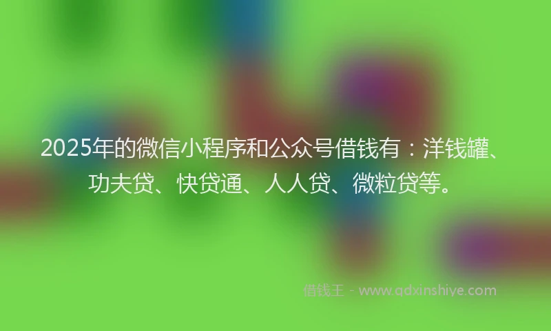 2025年的微信小程序和公众号借钱有：洋钱罐、功夫贷、快贷通、人人贷、微粒贷等。