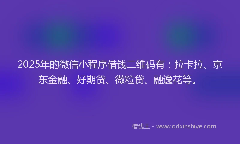 2025年的微信小程序借钱二维码有：拉卡拉、京东金融、好期贷、微粒贷、融逸花等。