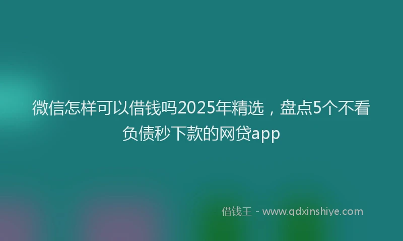微信怎样可以借钱吗2025年精选，盘点5个不看负债秒下款的网贷app
