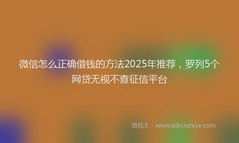 微信怎么正确借钱的方法2025年推荐，罗列5个网贷无视不查征信平台