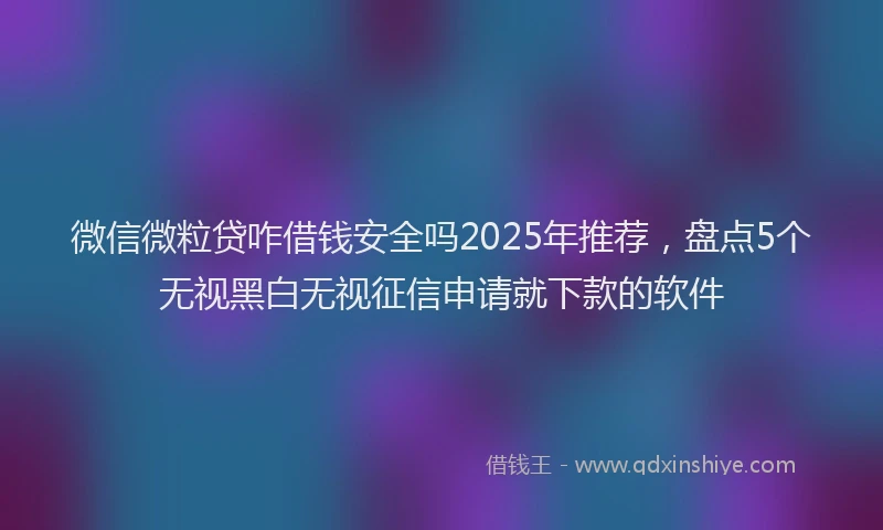 微信微粒贷咋借钱安全吗2025年推荐，盘点5个无视黑白无视征信申请就下款的软件