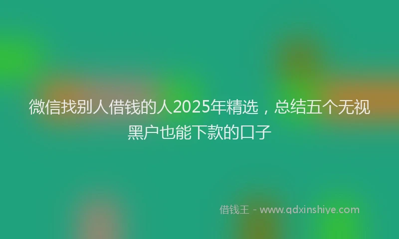 微信找别人借钱的人2025年精选，总结五个无视黑户也能下款的口子