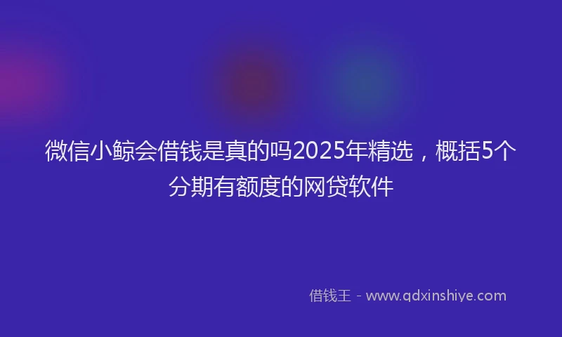 微信小鲸会借钱是真的吗2025年精选，概括5个分期有额度的网贷软件