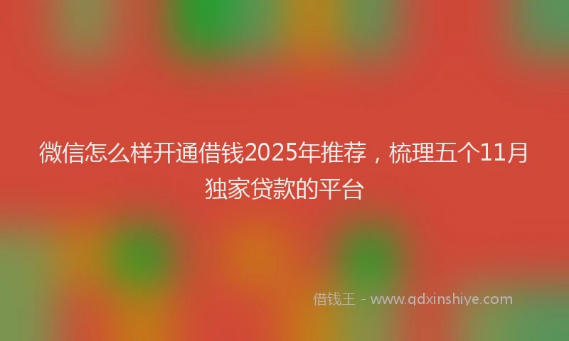 微信怎么样开通借钱2025年推荐，梳理五个11月独家贷款的平台