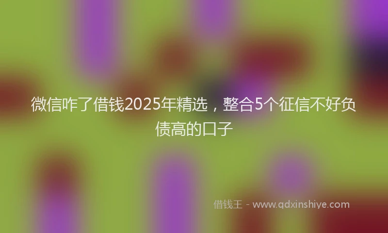 微信咋了借钱2025年精选，整合5个征信不好负债高的口子