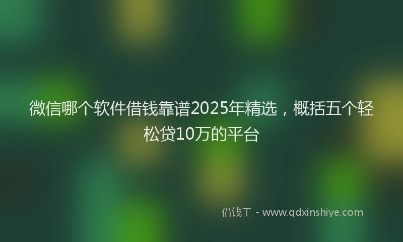 微信哪个软件借钱靠谱2025年精选，概括五个轻松贷10万的平台