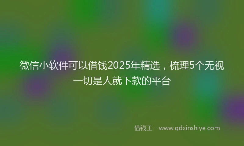 微信小软件可以借钱2025年精选，梳理5个无视一切是人就下款的平台