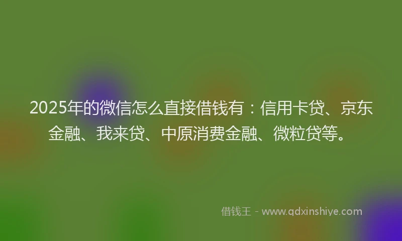 2025年的微信怎么直接借钱有：信用卡贷、京东金融、我来贷、中原消费金融、微粒贷等。
