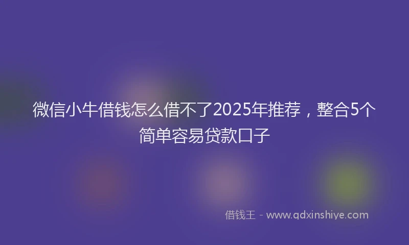 微信小牛借钱怎么借不了2025年推荐，整合5个简单容易贷款口子