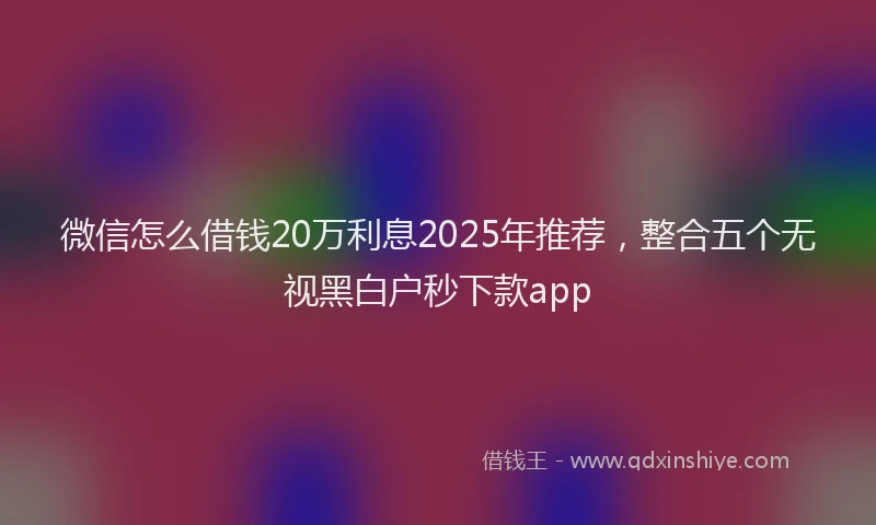 微信怎么借钱20万利息2025年推荐，整合五个无视黑白户秒下款app