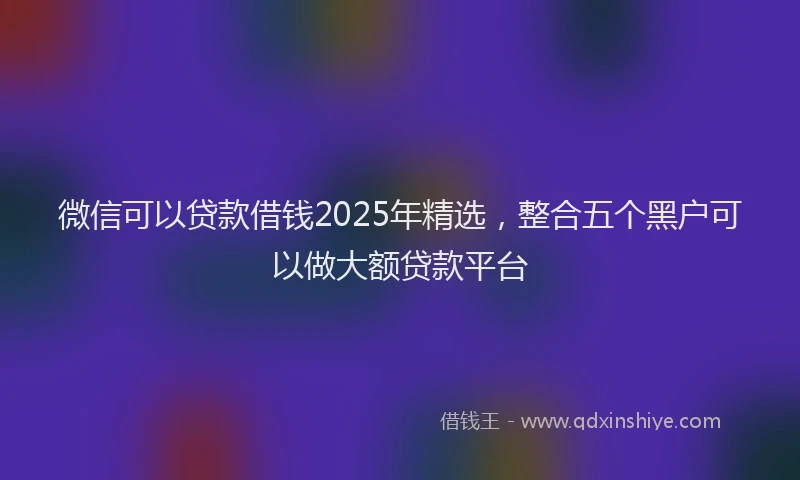 微信可以贷款借钱2025年精选，整合五个黑户可以做大额贷款平台