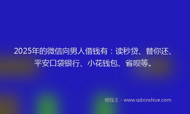 2025年的微信向男人借钱有：读秒贷、替你还、平安口袋银行、小花钱包、省呗等。