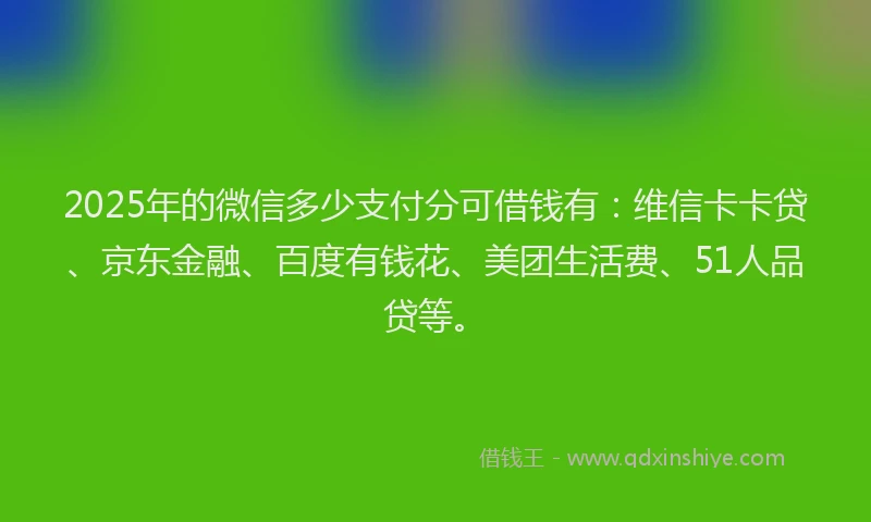 2025年的微信多少支付分可借钱有：维信卡卡贷、京东金融、百度有钱花、美团生活费、51人品贷等。