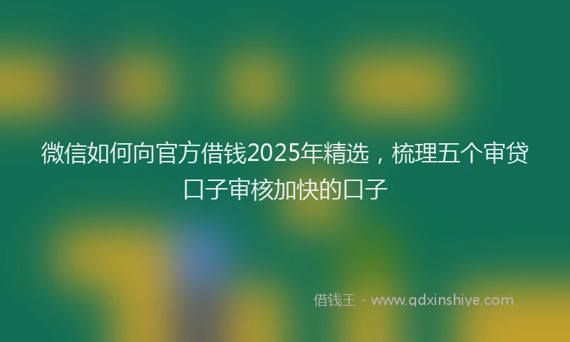微信如何向官方借钱2025年精选，梳理五个审贷口子审核加快的口子