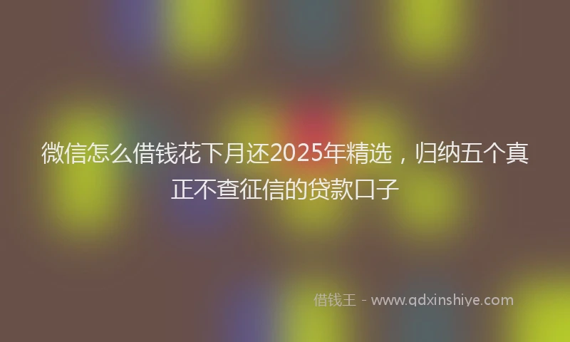 微信怎么借钱花下月还2025年精选，归纳五个真正不查征信的贷款口子