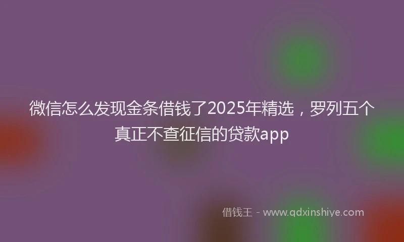 微信怎么发现金条借钱了2025年精选，罗列五个真正不查征信的贷款app