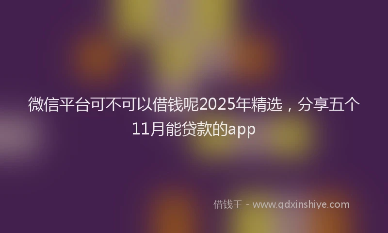 微信平台可不可以借钱呢2025年精选，分享五个11月能贷款的app
