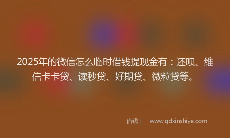 2025年的微信怎么临时借钱提现金有：还呗、维信卡卡贷、读秒贷、好期贷、微粒贷等。