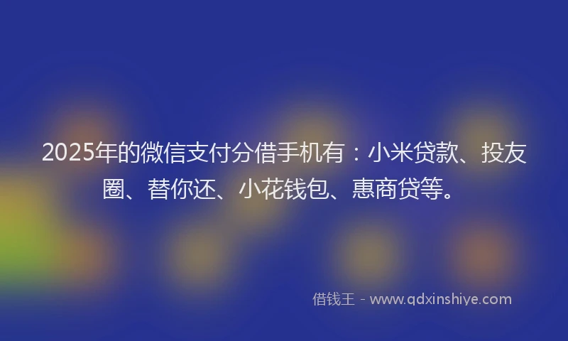 2025年的微信支付分借手机有：小米贷款、投友圈、替你还、小花钱包、惠商贷等。