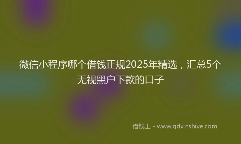 微信小程序哪个借钱正规2025年精选，汇总5个无视黑户下款的口子