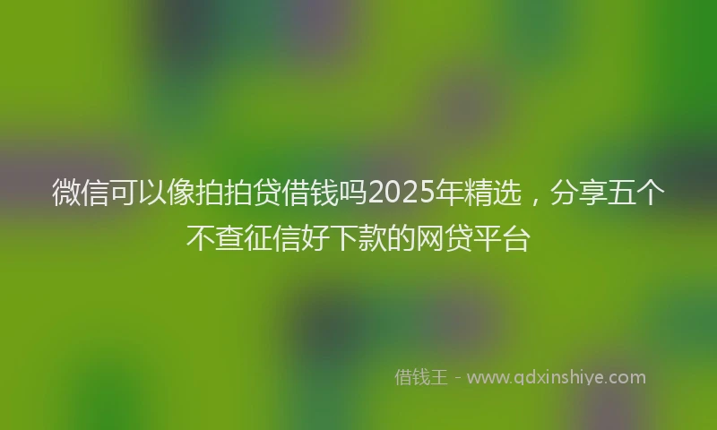 微信可以像拍拍贷借钱吗2025年精选，分享五个不查征信好下款的网贷平台