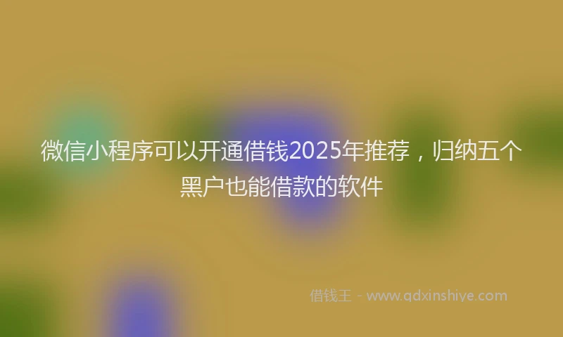 微信小程序可以开通借钱2025年推荐，归纳五个黑户也能借款的软件