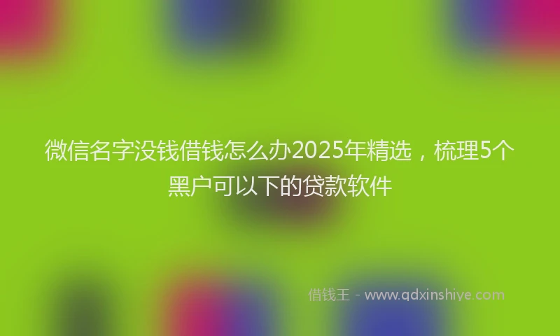 微信名字没钱借钱怎么办2025年精选，梳理5个黑户可以下的贷款软件