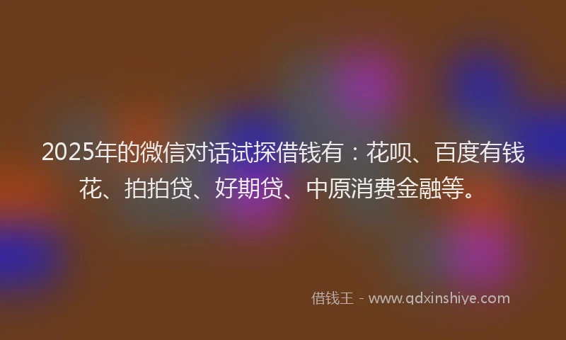 2025年的微信对话试探借钱有：花呗、百度有钱花、拍拍贷、好期贷、中原消费金融等。