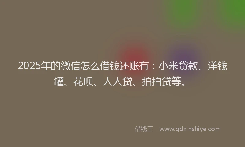 2025年的微信怎么借钱还账有：小米贷款、洋钱罐、花呗、人人贷、拍拍贷等。