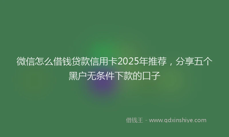 微信怎么借钱贷款信用卡2025年推荐，分享五个黑户无条件下款的口子