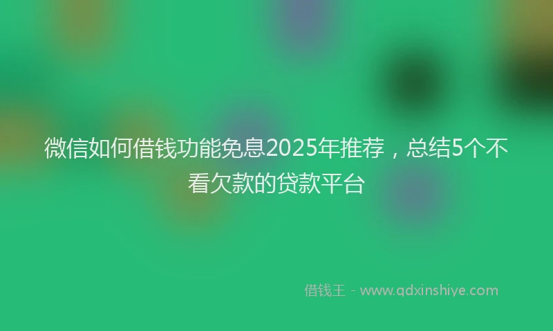 微信如何借钱功能免息2025年推荐，总结5个不看欠款的贷款平台