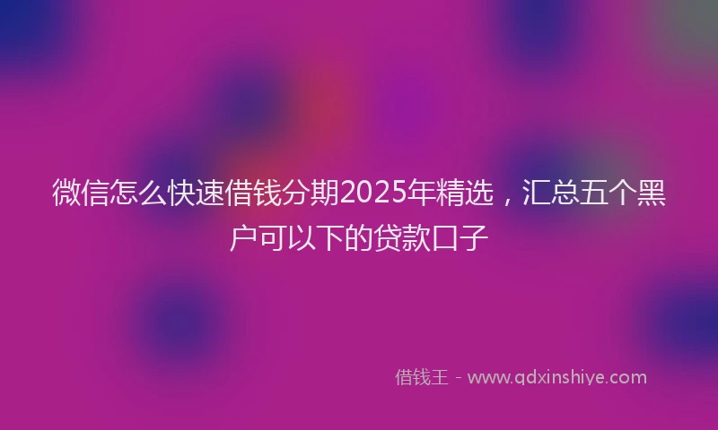 微信怎么快速借钱分期2025年精选，汇总五个黑户可以下的贷款口子