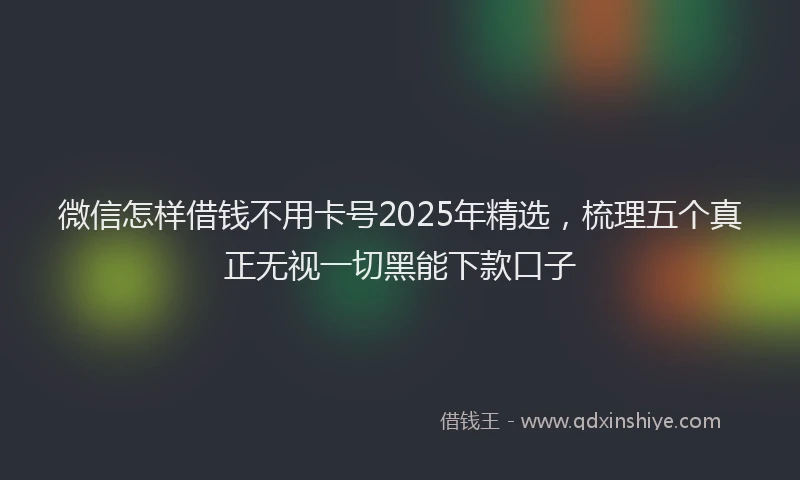 微信怎样借钱不用卡号2025年精选，梳理五个真正无视一切黑能下款口子