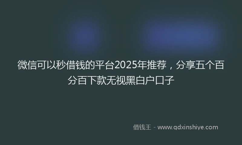 微信可以秒借钱的平台2025年推荐，分享五个百分百下款无视黑白户口子